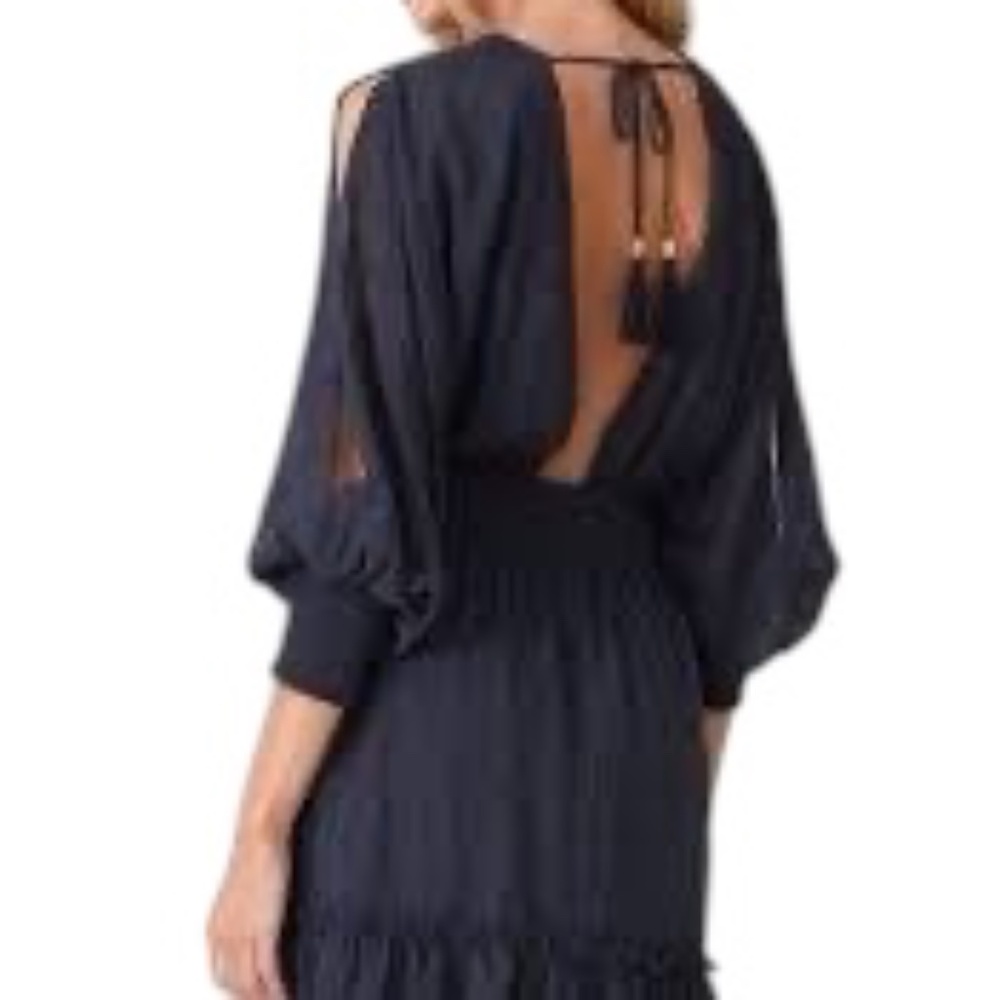 lovestitch Becca Split Sleeve Bohemian Mini Dress - Navy Blue Size M - Picture 2 of 11